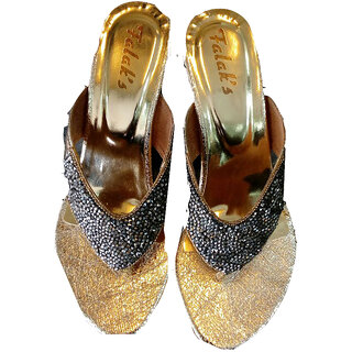 Falaks Golden Colour Womens Sandal