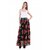 Raabta Black with Red  Multicolor Floral Print Skirt with waist Belt