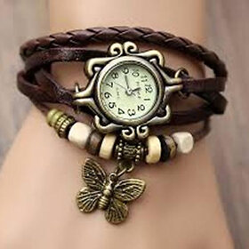 Casual analog watch for girl brown