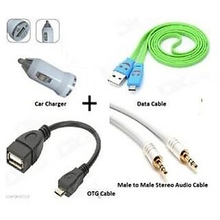 Combo Pack Of Otg Data Cable For Mobile Car Mobile Charger Audio Cable