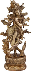 Arihant Craft Hindu God Krishna Idol Kanha Statue  Kanahiya Sculpture Hand Craft Showpiece  30.5 cm (Brass, Gold)