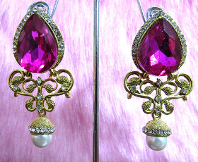 Kashmiri Dark Pink Tilak Earring