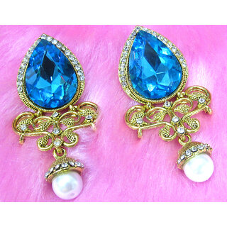                       Kashmiri Sky Blue Tilak Earring                                              