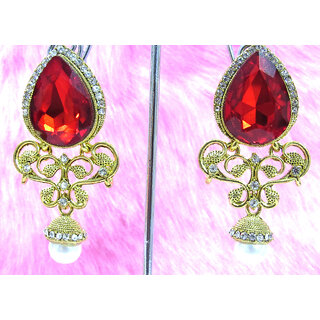 Kashmiri Maroon Tilak Earring Kashmiri Maroon Tilak Earring