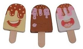 set of 3 ice candy shape multicolor erasers