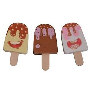set of 3 ice candy shape multicolor erasers