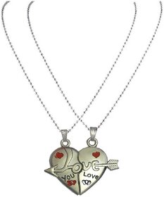 Men Style Couples His and Hers I Love You  Necklance with chains (2 pieces - his and her) - Silver For Valentine Day Gi