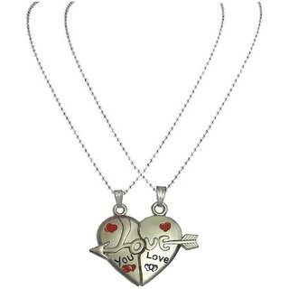 Men Style Couples His and Hers I Love You  Necklance with chains (2 pieces - his and her) - Silver For Valentine Day Gi