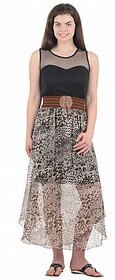 Westchic Black Printed A Line Dress For Women