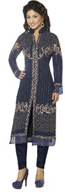 georgette blue sherwani style suit material