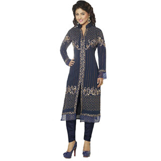 georgette blue sherwani style suit material