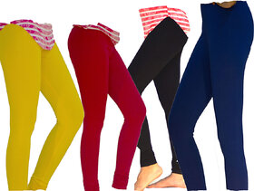 Melaska Premium Multicolor Cotton-lycra Leggings (Black, Red, Yellow, Blue)