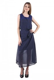 Westchic Womens Navy blue with white dot yog party wear dress