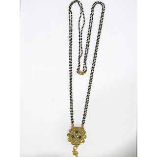                       Maroon Green Tilak Stone Mangalsutra Necklace                                              