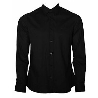                       Mens Formal Plain Shirts Black                                              