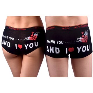 Buy Black Couple lovers combo with words love you brief underwear