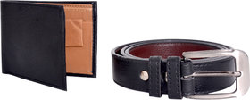 Combo of Men Black Belt And Wallet by Takson Sales