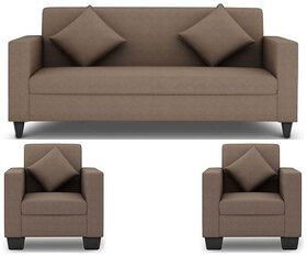 Earthwood - Jakarta 5 Seater (3+1+1) Sofa Set in Grey Upholstery with Cushions
