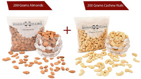 Shivram Peshawari  Bros Combo of Cashew Nut and Almonds 200 Grams Each