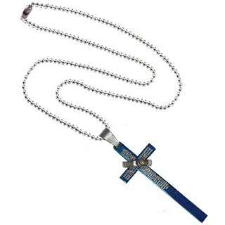 Men Style 2016 New Arrival Fashion Classical Cross (80mm long)  Ring drop  Blue  316 L Stainless Steel Jesus Cross Pendent For Men And Women