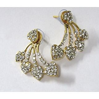                       Golden Heart Shape Stone Kaan Earring                                              