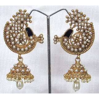                       Pearl Peacock Jhumka Earring                                              