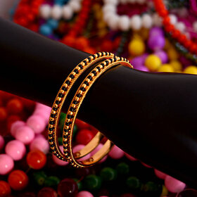 Black and golden beads bangles set of 2 bangle