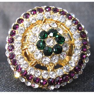                       Purple Green stone round ring                                              