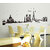 Walltola Wall Sticker- City Skyline Paris Eiffel Tower Silhouette Black Color Border Design For Hall ( Finished Size  190cm x 70cm)
