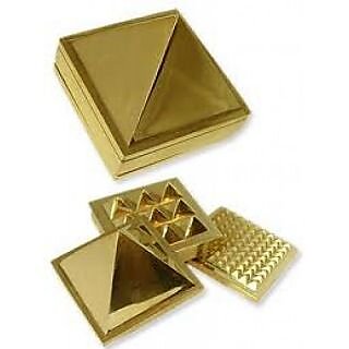 Brass Multi layer Vastu Pyramid Closed Set - golden pyramid
