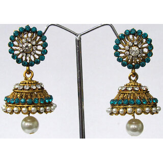                       Sky Blue Stone Jhumka Earring                                              