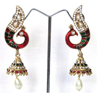 Buy Nice Maroon Green peacock jhumka earring Online Get 50 Off