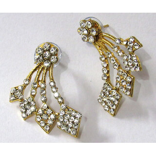                       Golden Square Shape Stone Kaan Earring                                              