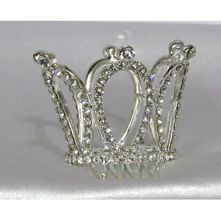                       White Stone Round Shape Hair Crown Accessories                                              