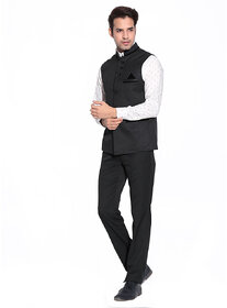 Akaas  Mens Black Nehru Jacket