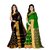 Bhuwal Fashion Green  Black Polycotton Embroidered Saree With Blouse
