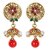 Shining Diva Flower in a Circle Bead Studded Hanging Earrings