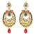 Shining Diva Golden Coloured Hanging Earrings with Green & Pink Stones