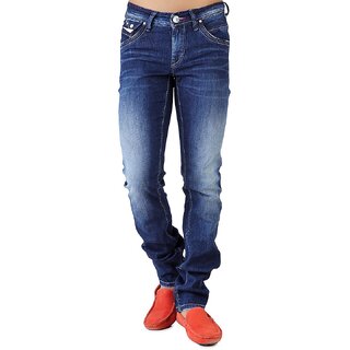 Seventh Sin Men's Solid Regular Fit Blue Jeans