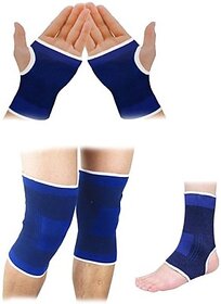 Combo Of Palm Ankle Knee Support (Free Size, ) BLUE
