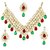 Wedding 4 line Maroon Green Stone Necklace set