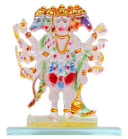 Kanch Mall Glass Multicolour Powerful Panchmukhi Hanuman Idol (Kanch 31)