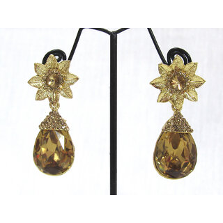 Golden Flower Stone Drop Earring Golden Flower Stone Drop Earring