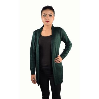 Q.I Struck Free Size Cardigan cotton green for Women