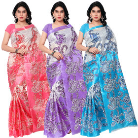 SVB Sarees Sarees Bhagalpuri Cotton Silk Sarees (Pack Of 3)