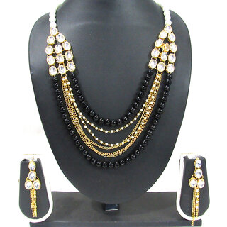                       Fancy Black Pearl Necklace Set                                              