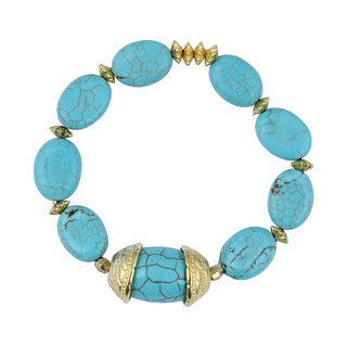 Pearlz Ocean Drum, Oval Shaped Mosaic Beads Stretchable Bracelet