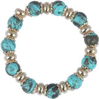 Pearlz Ocean Designer Round Shaped Mosaic Beads Stretchable Bracelet For Women