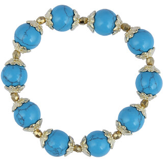                       Pearlz Ocean Designer Round Shaped Mosaic Beads Stretchable Bracelet For Girls                                              
