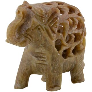                       Freshings Gaurara Carved Trunk Up Elephant (F-GE-2)                                              
